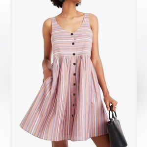 Madewell Scoopneck Tank Dress in Rainbow Stripe small